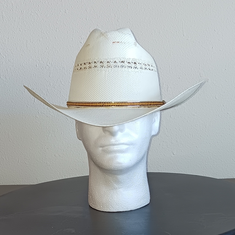 Vintage JUSTIN By Milano Hat Co. Straw Ranchers Cowboy Hat Sz 7